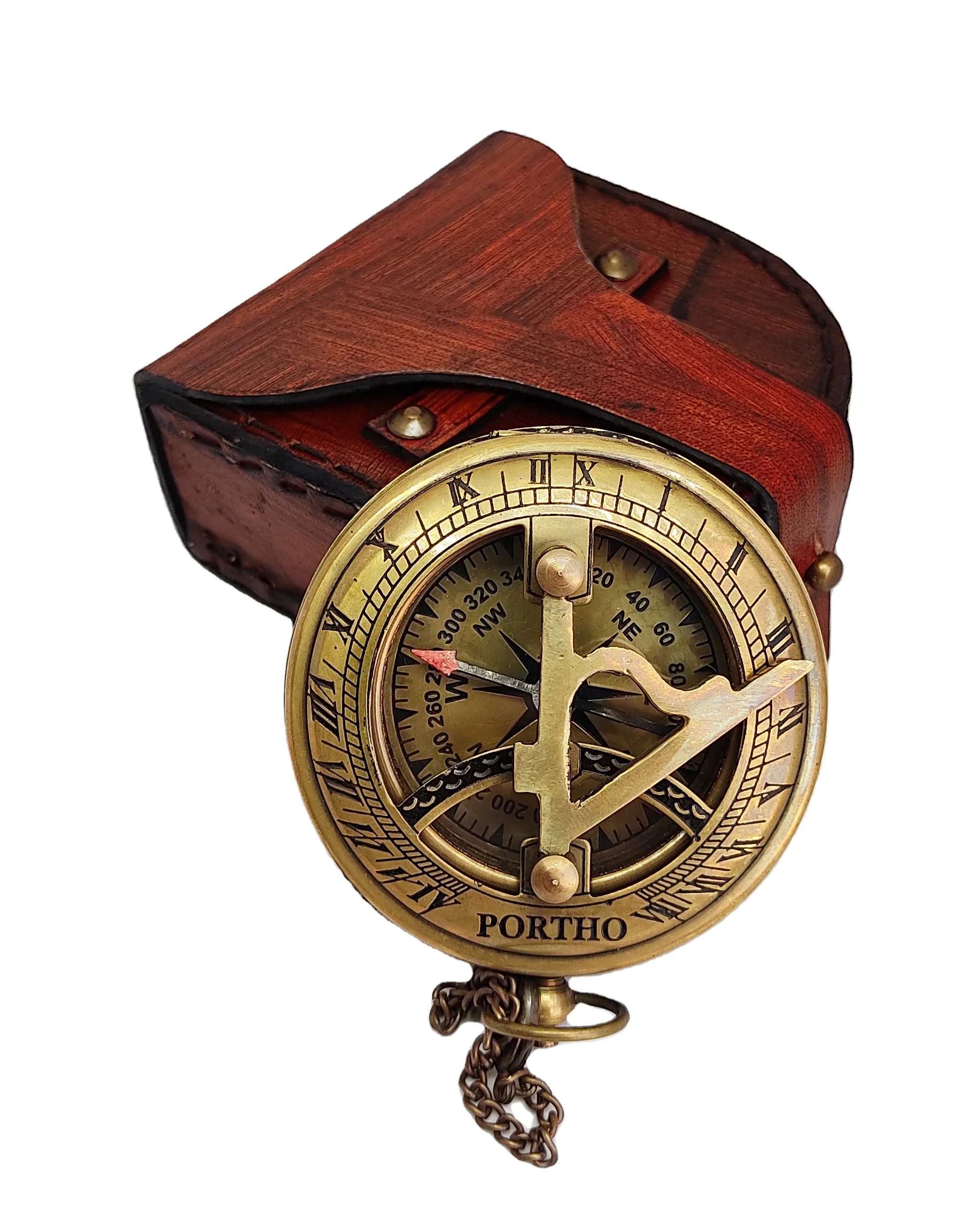 Nautical Brass Sundial Compass Antique & Golden Finish Camping Hiking Compass Gift