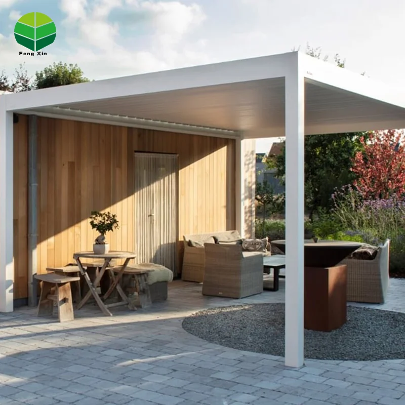 Terrace Patio Shade Aluminium Louvers Roof Motorized System Bridge Pergola