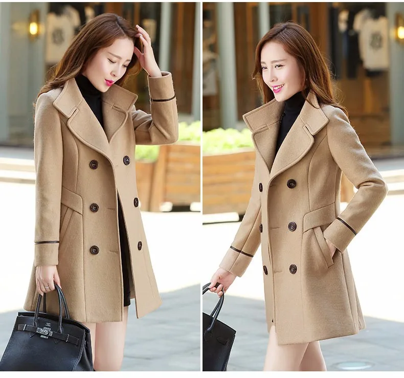 
MH Fashion Trench Winter Coat and Jacket Women Elegant Premium Leather fall jackets women classic cashmere overcoat 