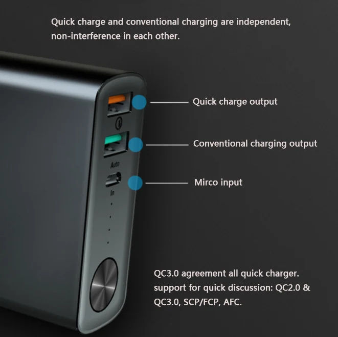 S28 Powerbank 5200 mAh QC3.0 Fast charger Mobile Power Bank with AC adapter