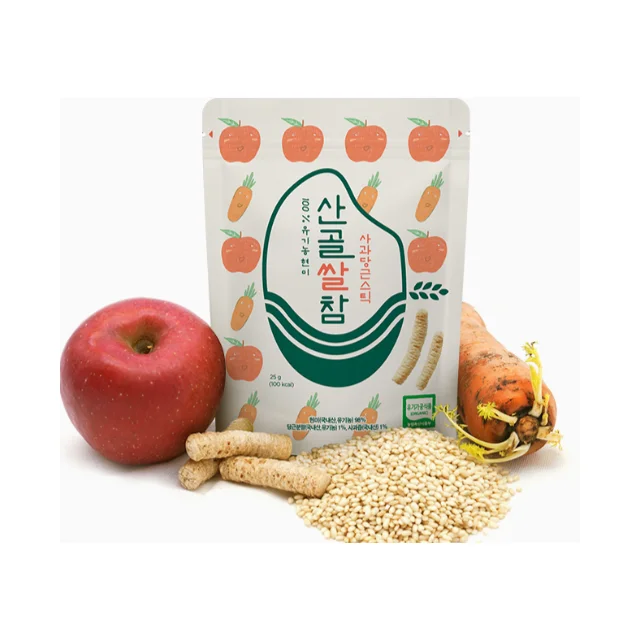 
Korean Baby Organic Snacks_EcoMom Mountain Village Baby Food_Sangol Rice Stick-Apple and Carrot 