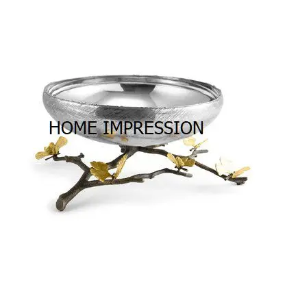 pomegranate design fancy metal & glass bowl