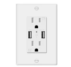 Keygma USA Standard Intelligent Chip Smart USB Socket 2 Port 5V 4.2A Wall Plug Outlet