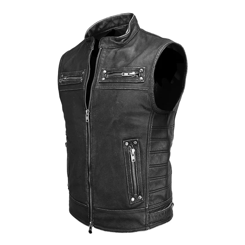 Высококачественный стильный классический дизайнерский жилет из овечьей кожи для мужчин