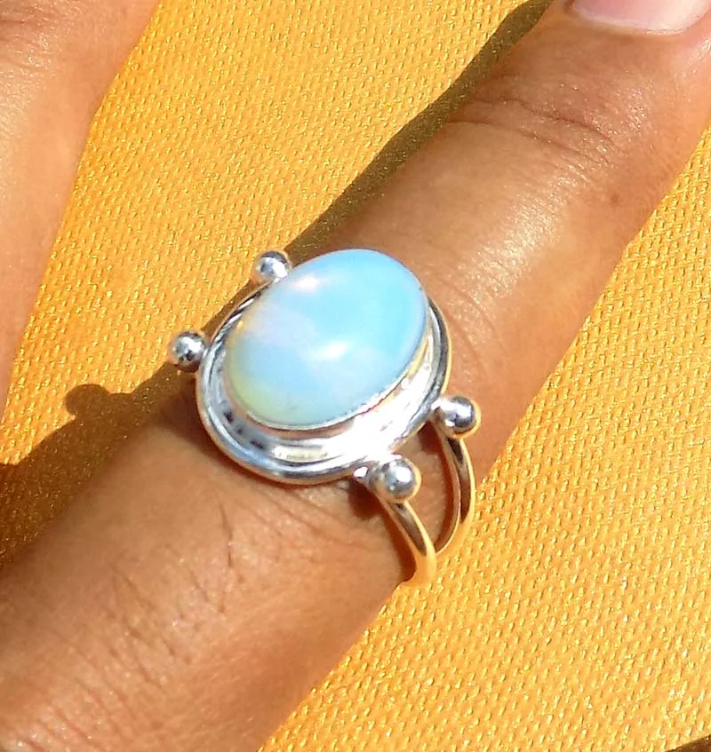 Aqua chalcedony gold plated bezel setting ring for unisex style