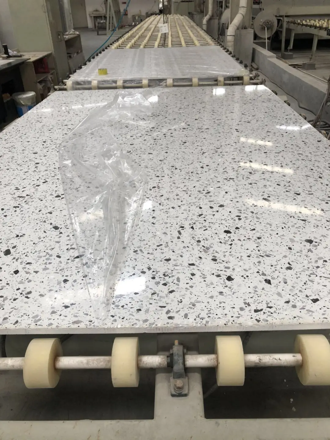 Artificial stone white slabs modern style terrazzo design suitable for bathroom vanities