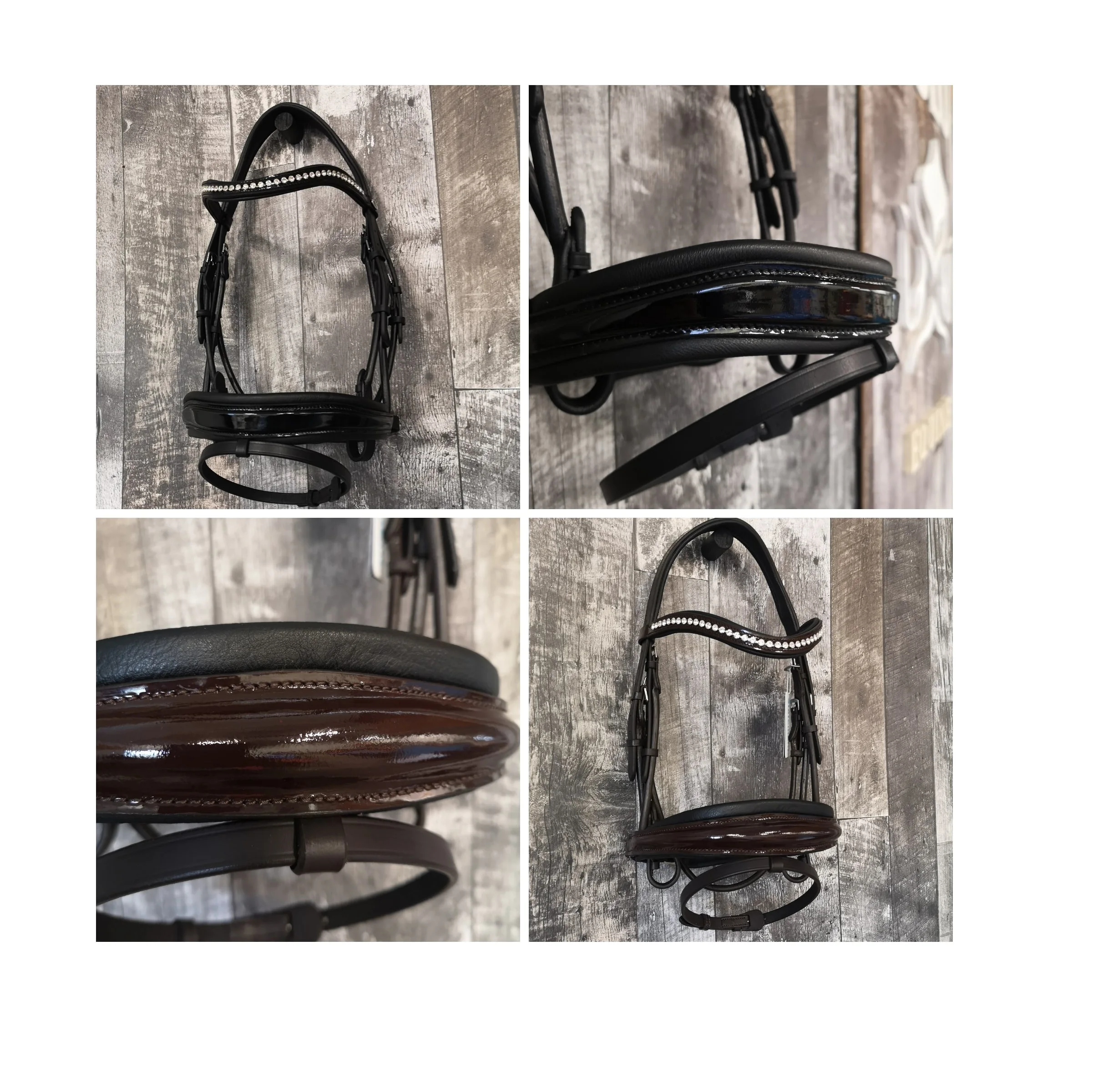 Полусвернутая уздечка с лакированной носовой лентой на английском кожаном ремешке пряжкой из нержавеющей стали мягкая подкладка коровьей