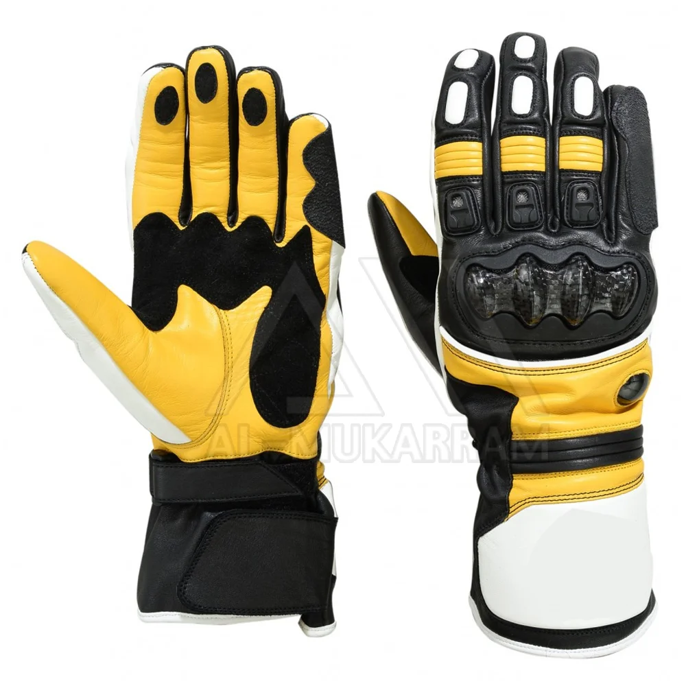 
Customized Logo Design Black Leather Motorbike Racing Safety Gloves For Men 