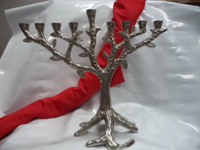 Modern Design Aluminium Candelabra menorah hammered candle stick for hanukkah 7 arms at wholesale price in nickel from India