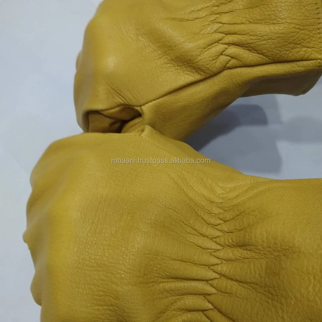 Wholesale water resistant yellow leather working driver gloves for men
