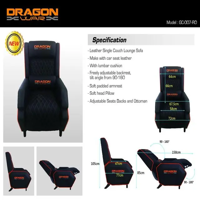 Comfort PU Leather Swivel Rocking Recliner Gaming Sofa Chair