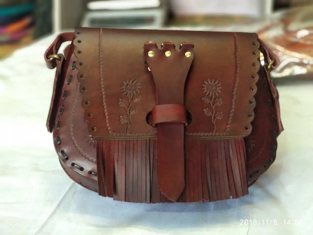 Fashion vintage style handmade leather slings bags crossbody bags with stone work designer handmade ladies bags