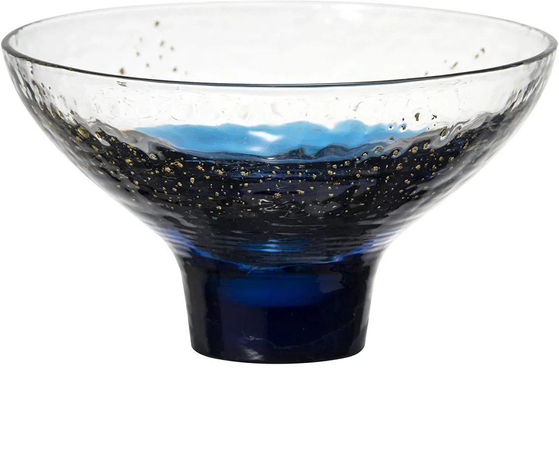 TOYO SASAKI GLASS hand made cold sake glass Yachiyo gama glass like a starry sky made in Japan. 18562