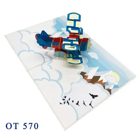 BIPLANE POP UP 3D PLANE POPS UP HANDMADE NEW DESIGN CARDS CARD STOCK GREETING CARD  ARTESANAT