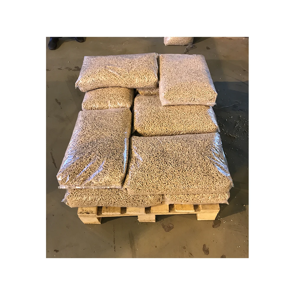 Top quality wood pellets natural compacted solid fuel in bulk from manufacturer, 15 kg plastic packs