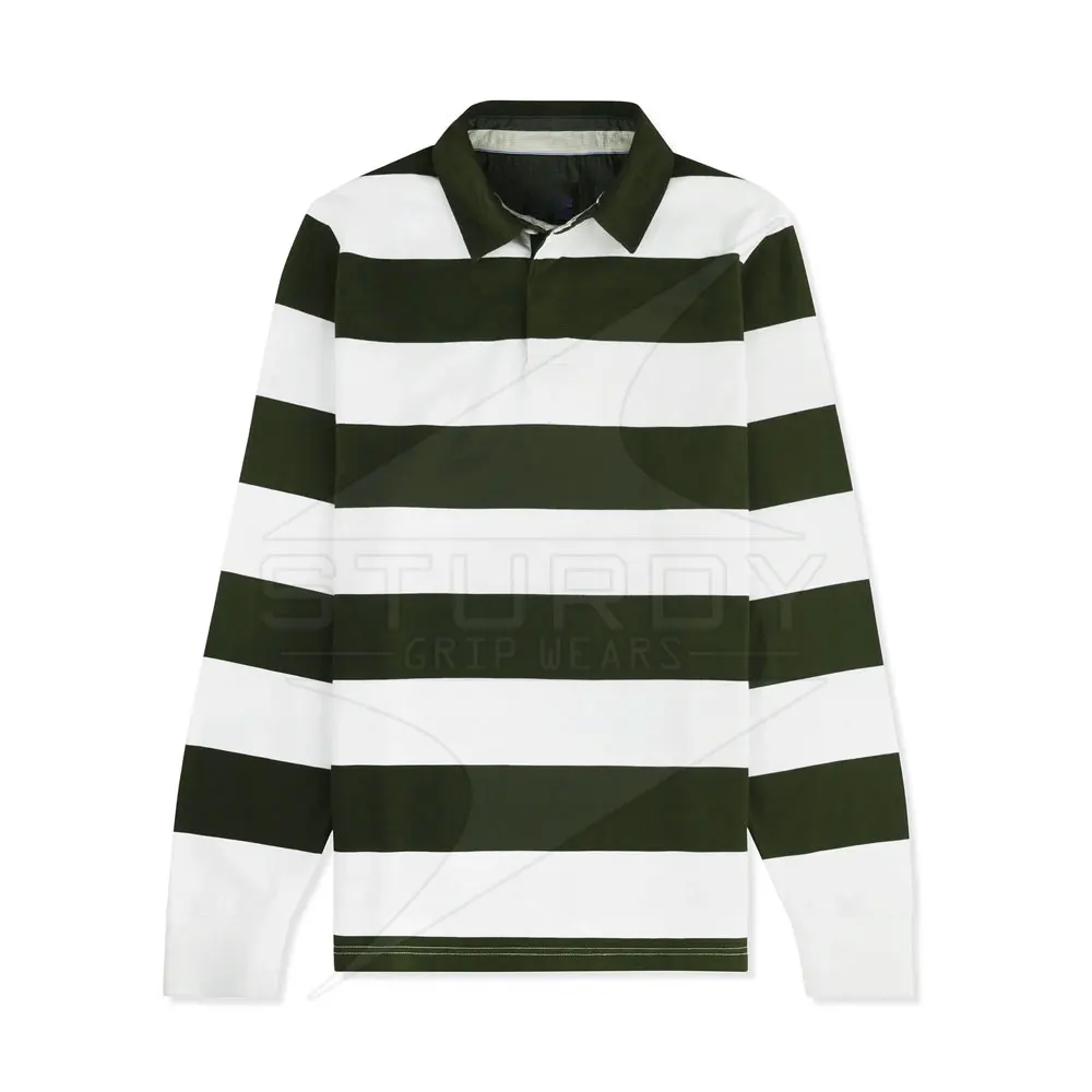 Быстросохнущие мужские трикотажные изделия для регби хлопковая ткань окрашенные полосы длинные