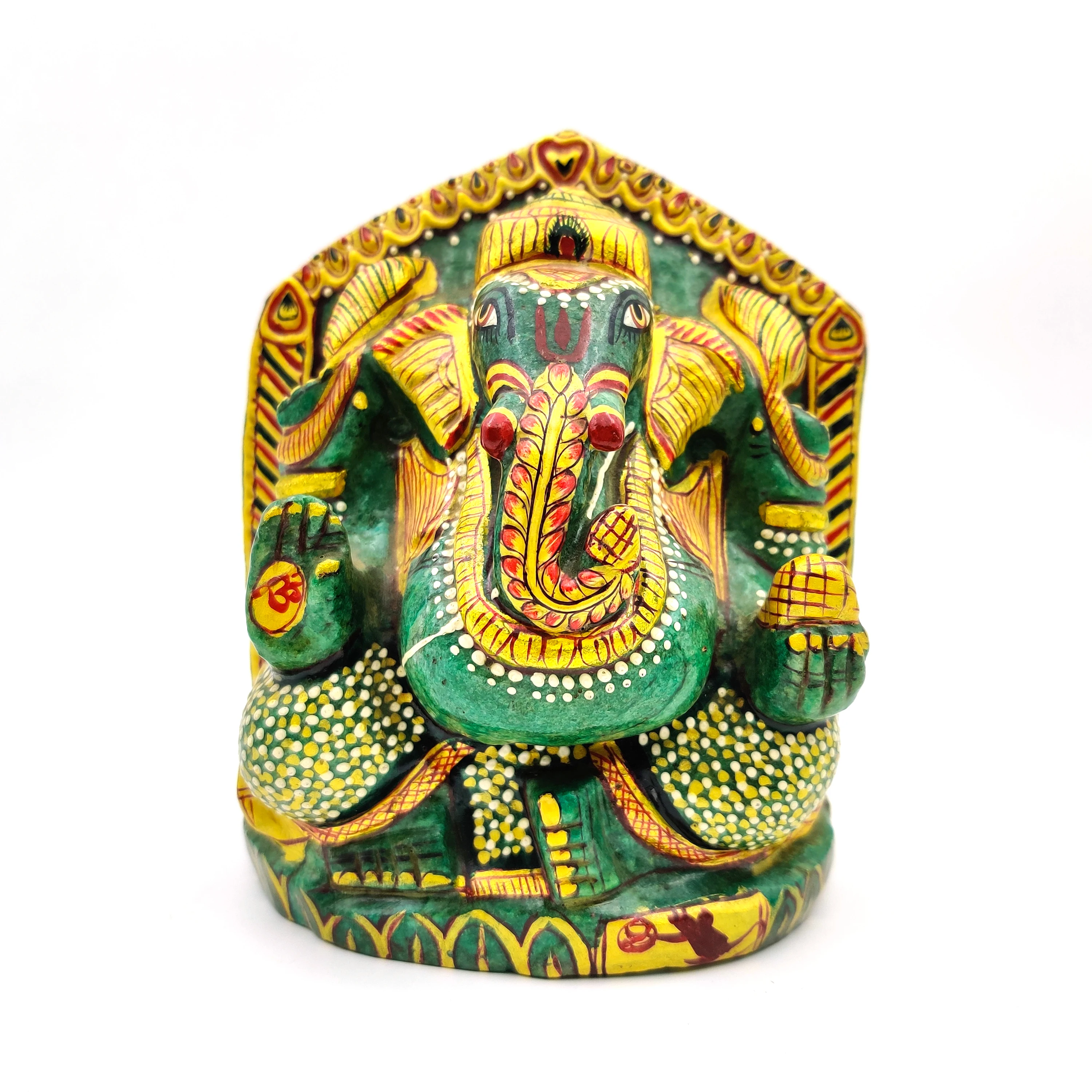 Green Aventurine Painting Ganesh Modern Art Indian India famous god lord Ganesh  painting