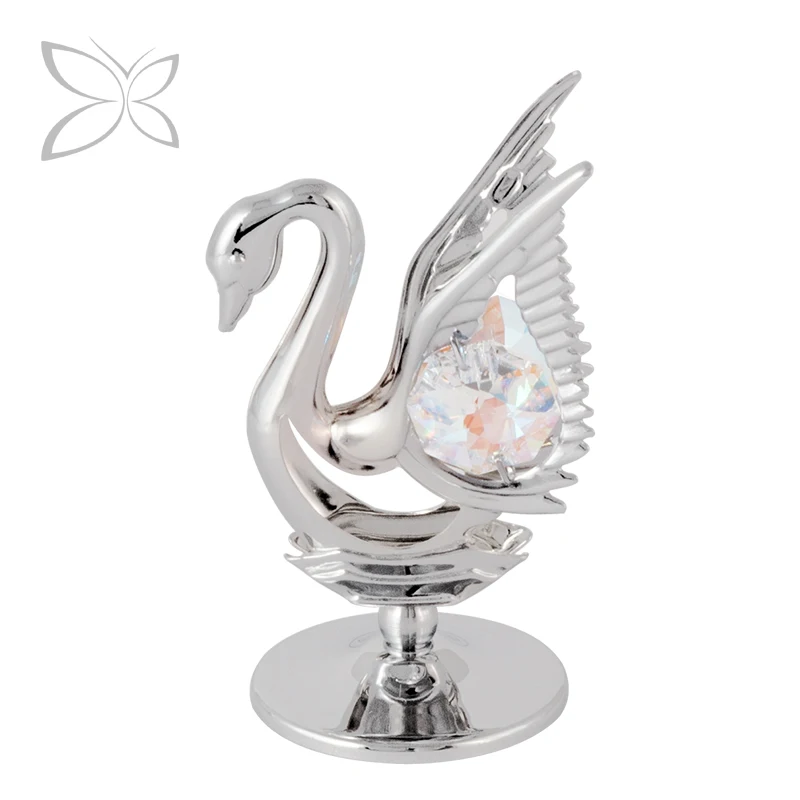Crystocraft Chrome Plated Metal Wedding Favor with Brilliant Cut Crystals Swan Figurine (60182376317)