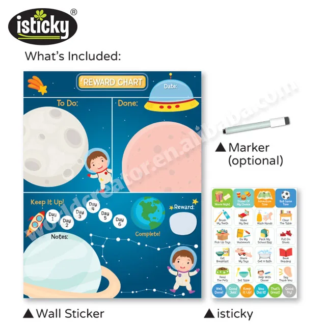 Weekly Achievement Wall Sticker Behavior Chart For Kids Learning