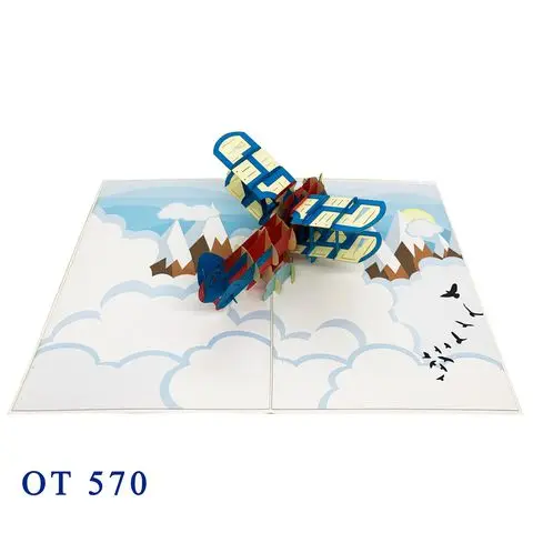 BIPLANE POP UP 3D PLANE POPS UP HANDMADE NEW DESIGN CARDS CARD STOCK GREETING CARD  ARTESANAT
