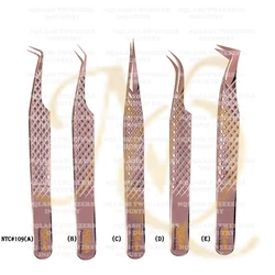 New Rose Gold Diamond Grip Eyelash Tweezers Russian Volume Custom Logo  Stainless Steel Wholesale Price Manufacturer Tweezers