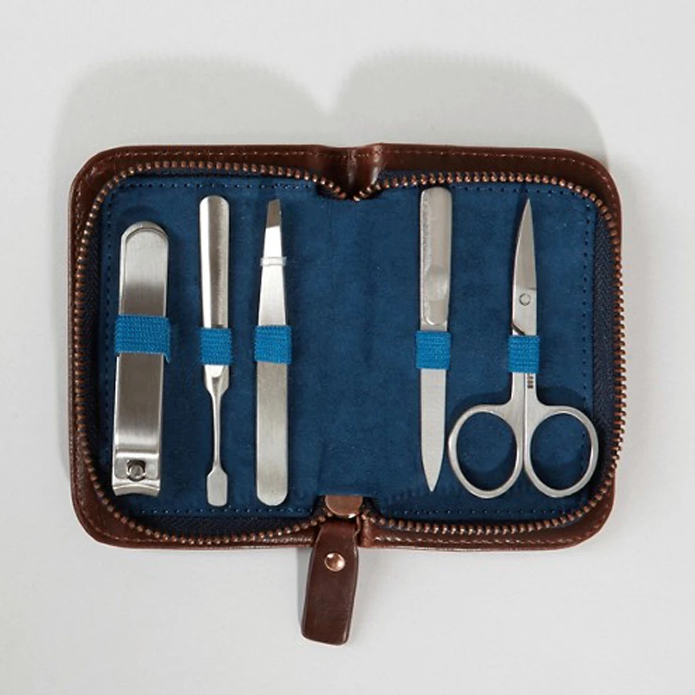 2024 HOT SELL Manicure Set 5 in 1 Stainless Steel Professional Pedicure Kit Nail Scissors Grooming Kit with Leather Travel Case