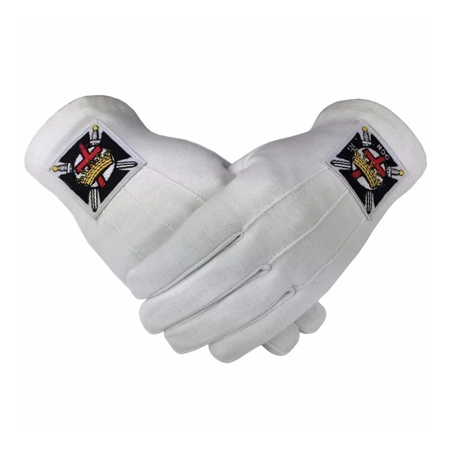 Мужские масонские перчатки с полными пальцами длинные ручной вышивкой распродажа
