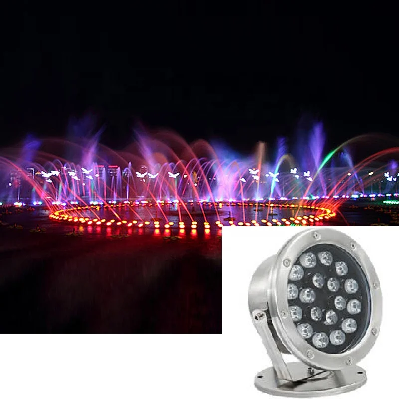 Professional Underwater Lighting 18W RGB Color DMX512 Control Mode LED Small Water Fountain Light