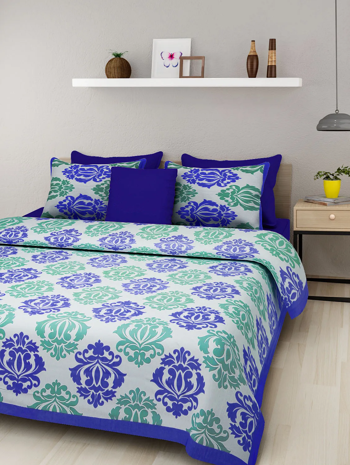 Bedsheet with 2 pillow covers Kerry Pattern Super Fine Cotton Fabric Handmade Multiple Color