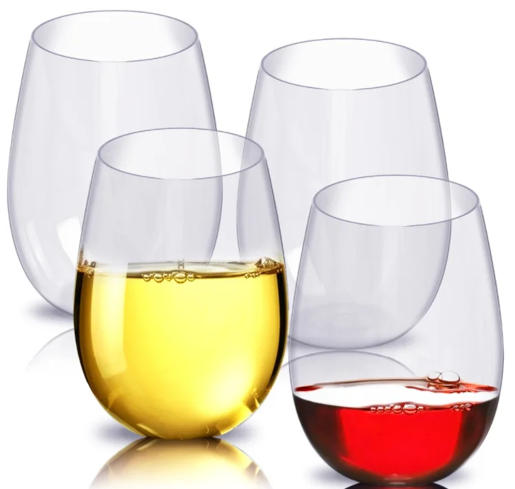 Прямая продажа с фабрики элегантный бесступенчатый стакан для вина стеклянный пластиковый переработанные прозрачные пластиковые