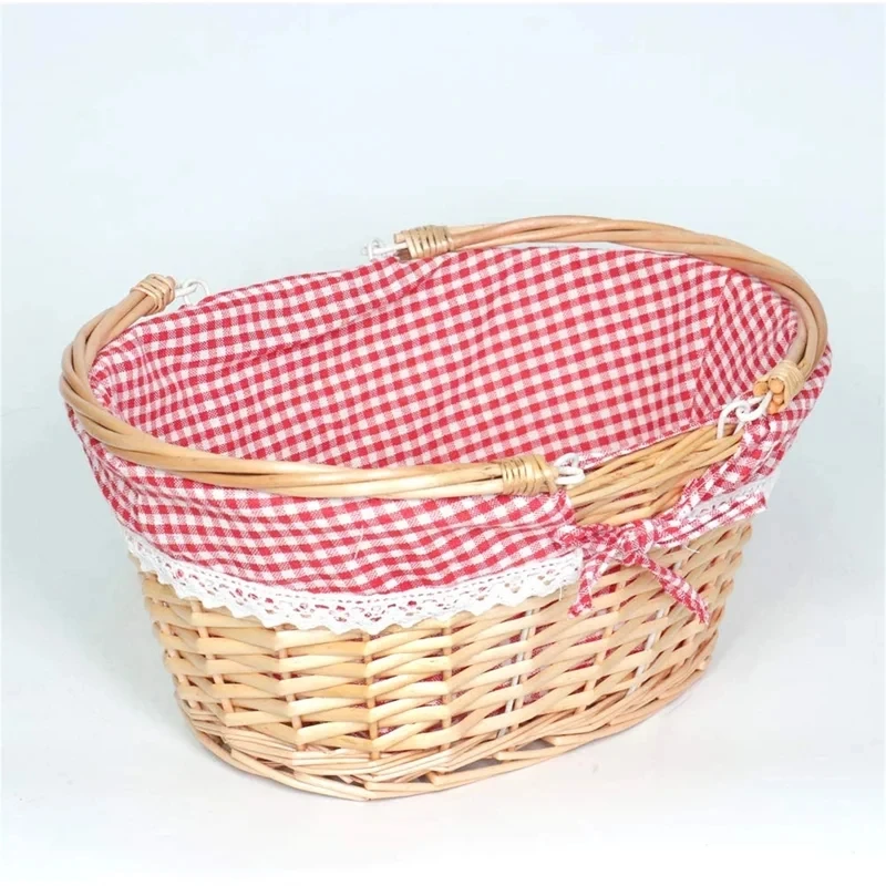 Wicker Basket Gift Baskets Empty Oval Willow Woven Picnic Basket With Handle