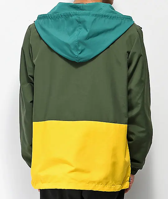 Высококачественный новейший Анорак зимний опт под заказ цветной блок полумолния с капюшоном пуловер толстовка куртка для мужчин ветровка