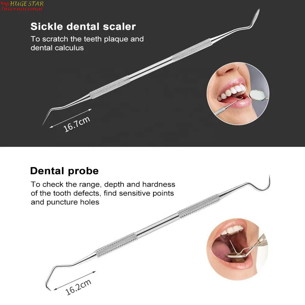 Безопасность точки 5 шт. уход за полостью рта комплект инструментов для зубов скребок стоматологическое зеркало зонд снятия зубного камня Комплект Профессиональная гигиена полости набор