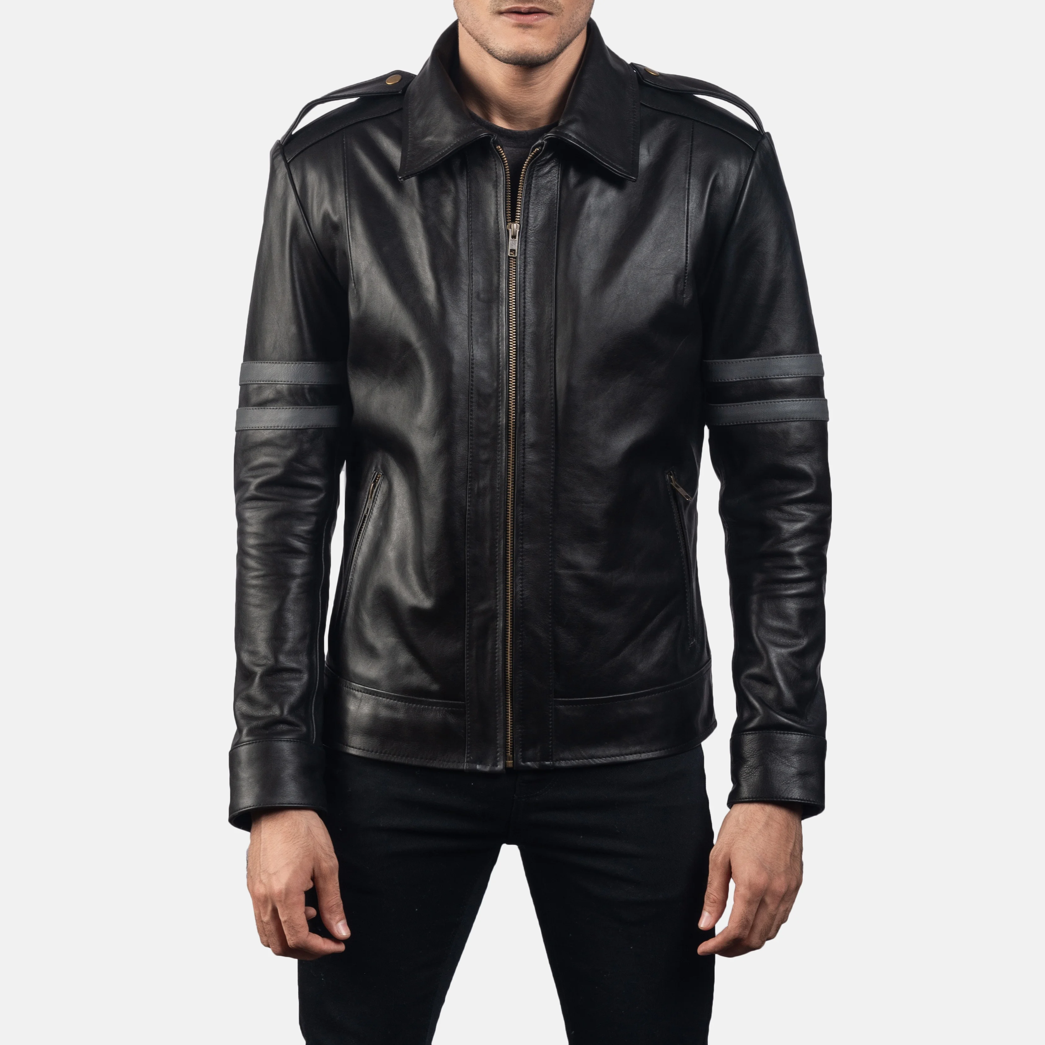 
Armstrong Black Leather Biker Jacket 