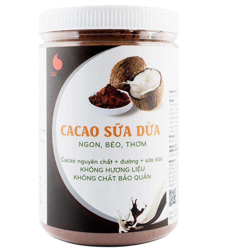  Дешевая коричневая какао Кокосовая банка 550 г какао-порошок ингредиенты 0 содержание шоколадный вкус Высококачественная коробка упаковка