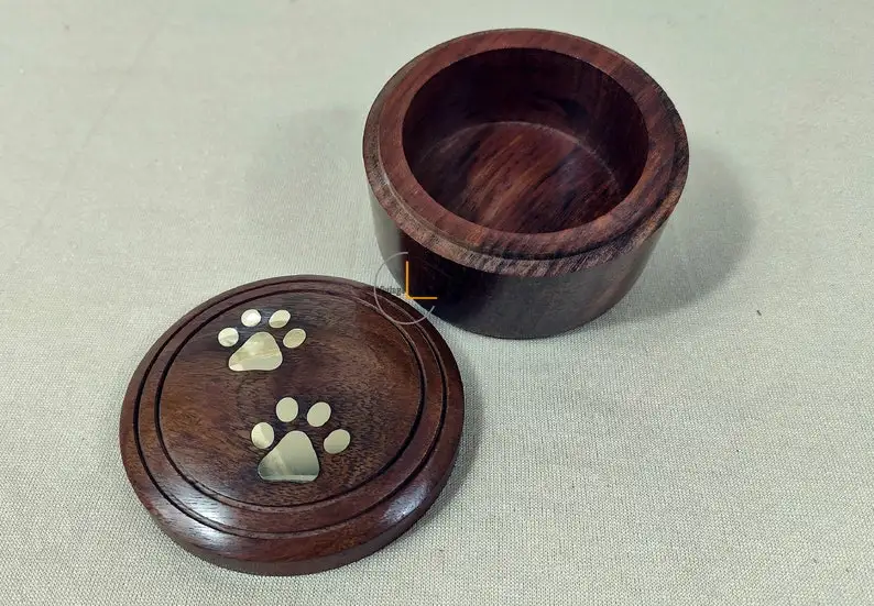 Урна для домашних животных винтажная Life Inc. Из латуни с лапами из индийского палисандра урна кремации ясеня памяти в цилиндрической форме