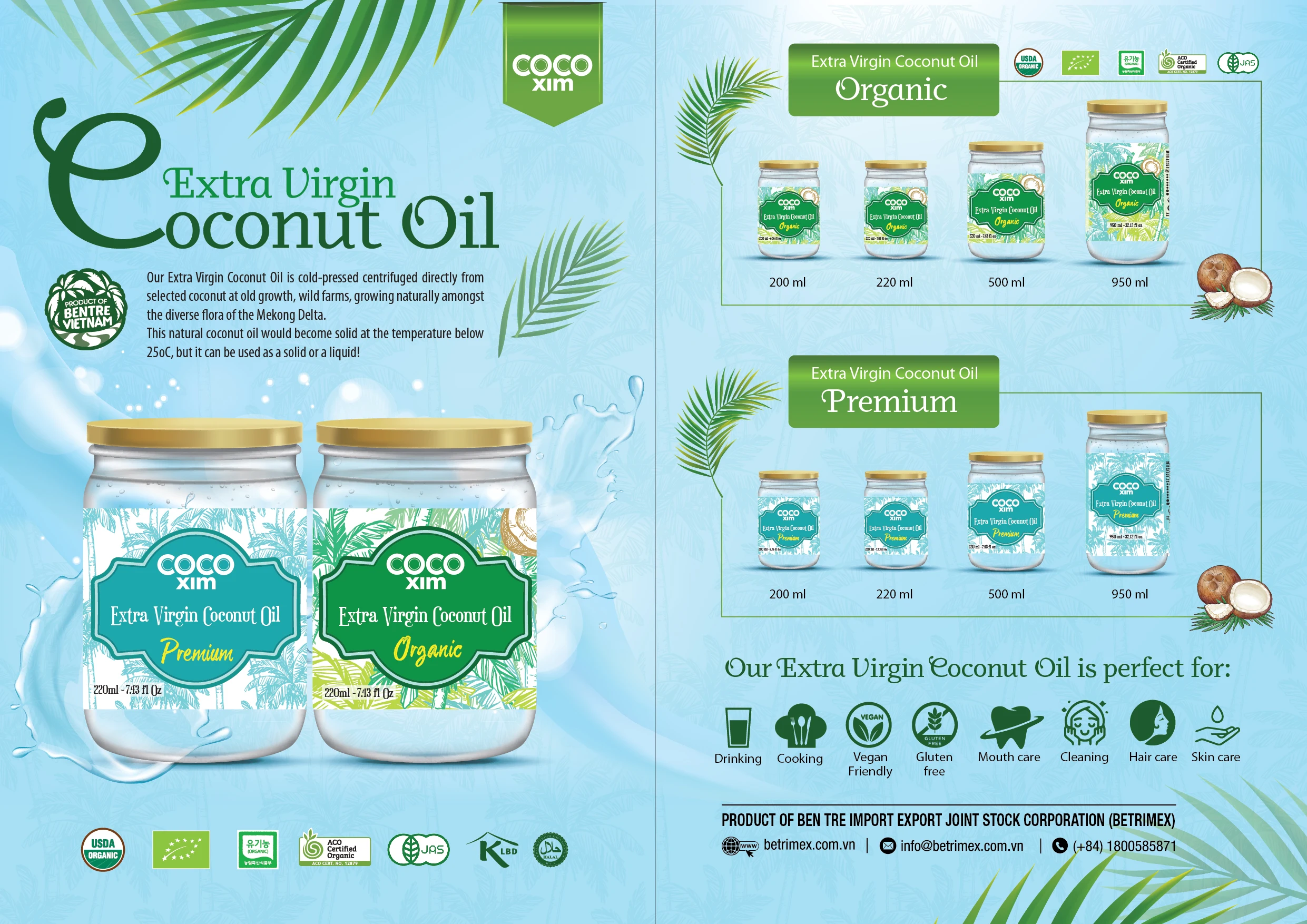 Кокосовое масло aceite de coco от Betrimex-Вьетнам, косметическое масло для красоты