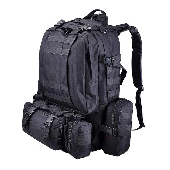 55L Tactical 4-in-1 Backpack Waterproof Camouflage Pattern for Outdoor Camping Hiking & Hunting with MOLLE System & Assault Pack