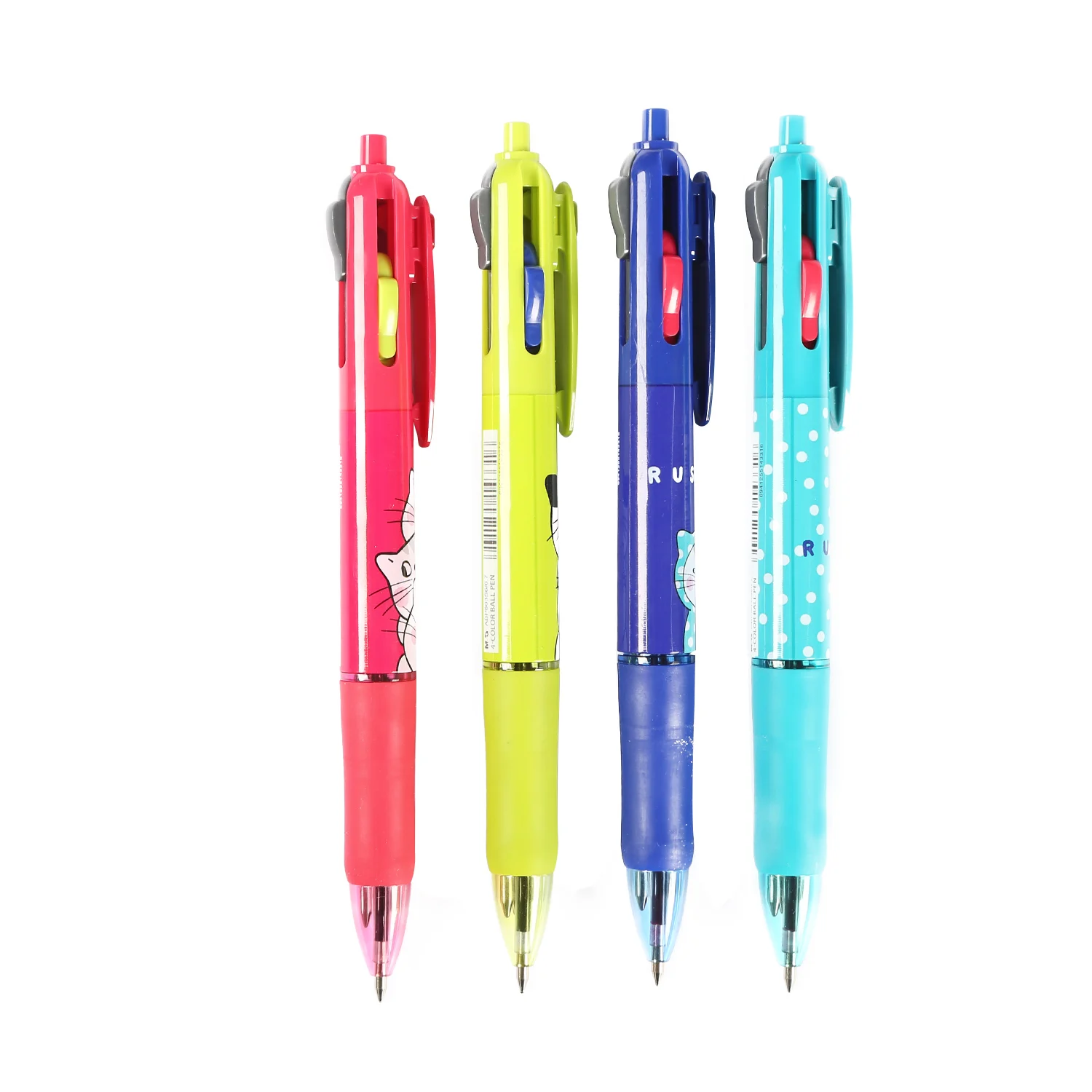 Cute Animal Cartoon Multifunction Ballpoint Pens 4 Colors in 1 Ball Pen 0.7 mm Plastic Pens Ballpoint Custom Logo