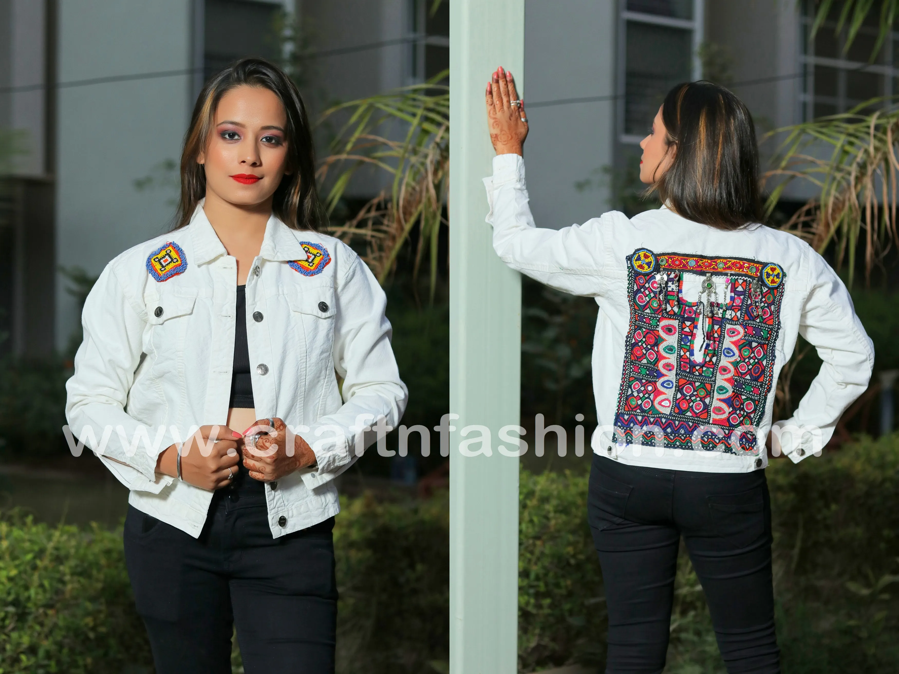 Factory Prices Boho Gypsy Tribal Embroidered Beaded Denim Jacket Bohemian Fashion Denim Bomber Jacket Hippie Beaded Denim Jacket
