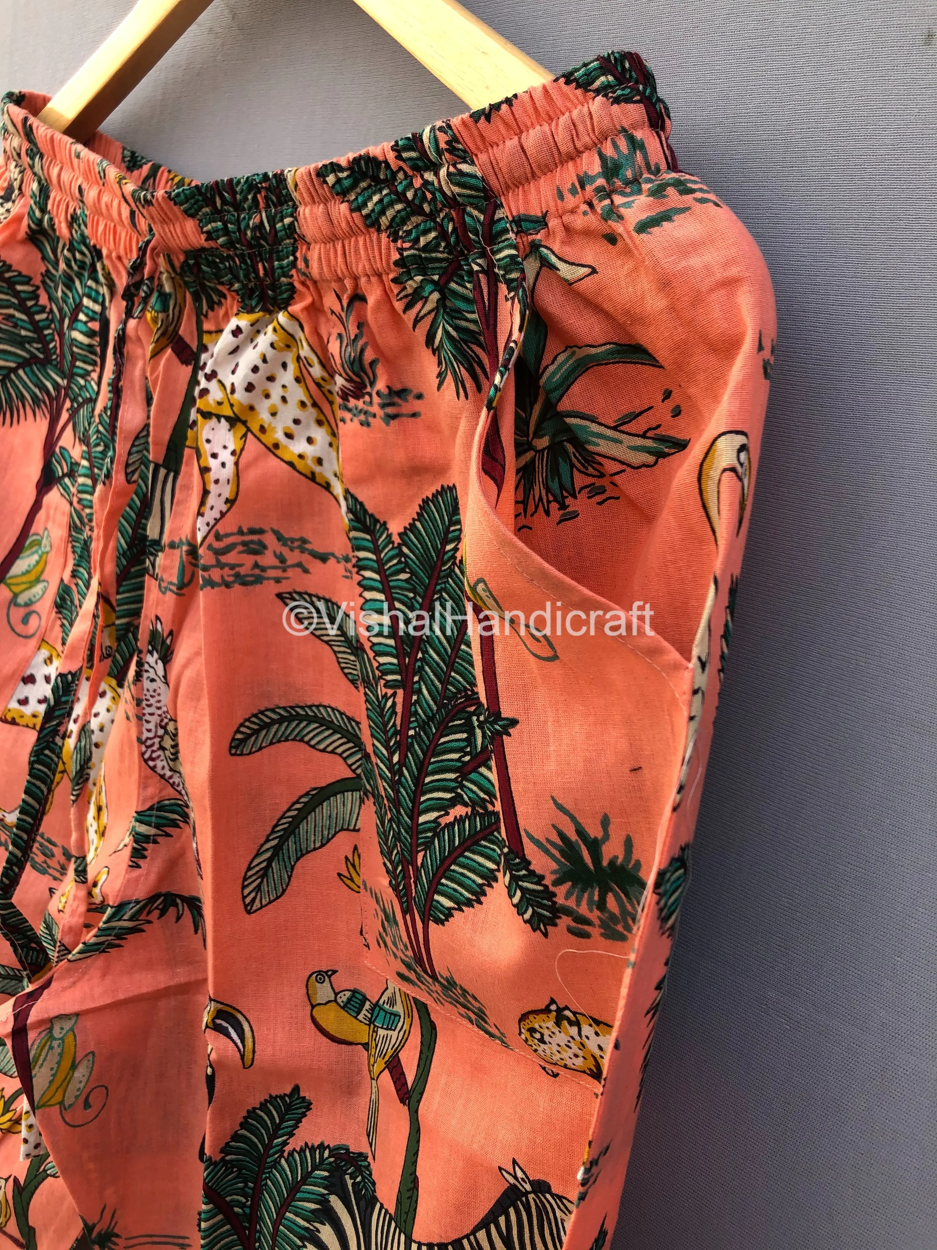 100%cotton hand block printed Indian Pajama & Robe Long Sleeve Hand Block Printed Woman Night Dress Set From India