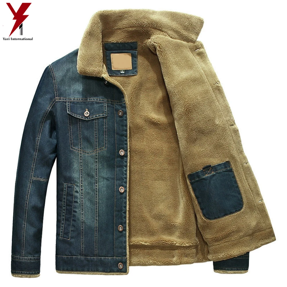 Fur Collar Men Denim Jacket Slim Fit Jacket Men Fashionable Denim Jacket