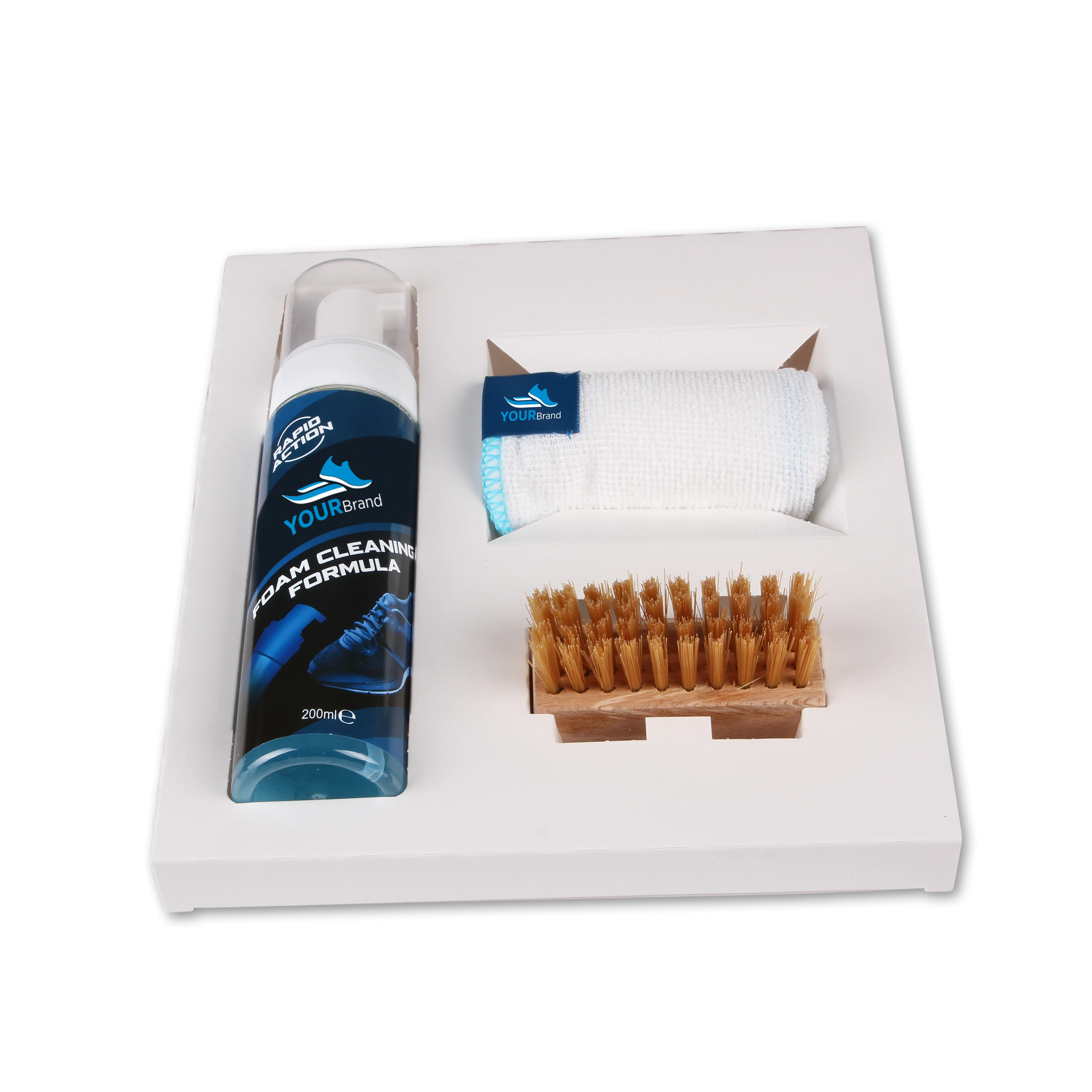 Высококачественный набор для ухода за обувью улучшенная Формула чистки пены с Деревянной щеткой и тканью из микрофибры OEM / ODM