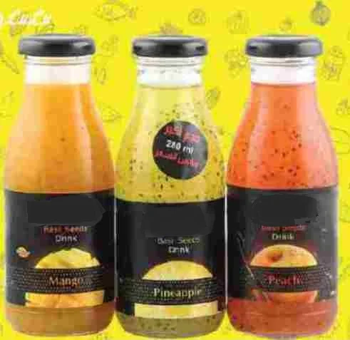 Hot Selling  Basil Seed Fruit Juice soft drink with Different Fruit Flavours 280ml glass bottles