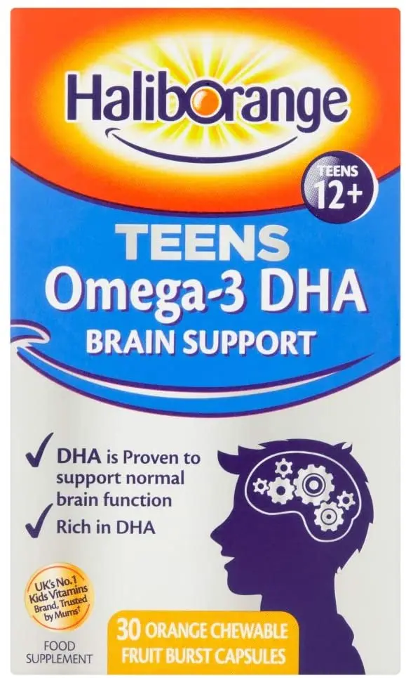 Haliborange Teensense Omega 3 Orange Flavour Chewable Capsules (30) (EAN 5012335112308) Haliborange Brain Support