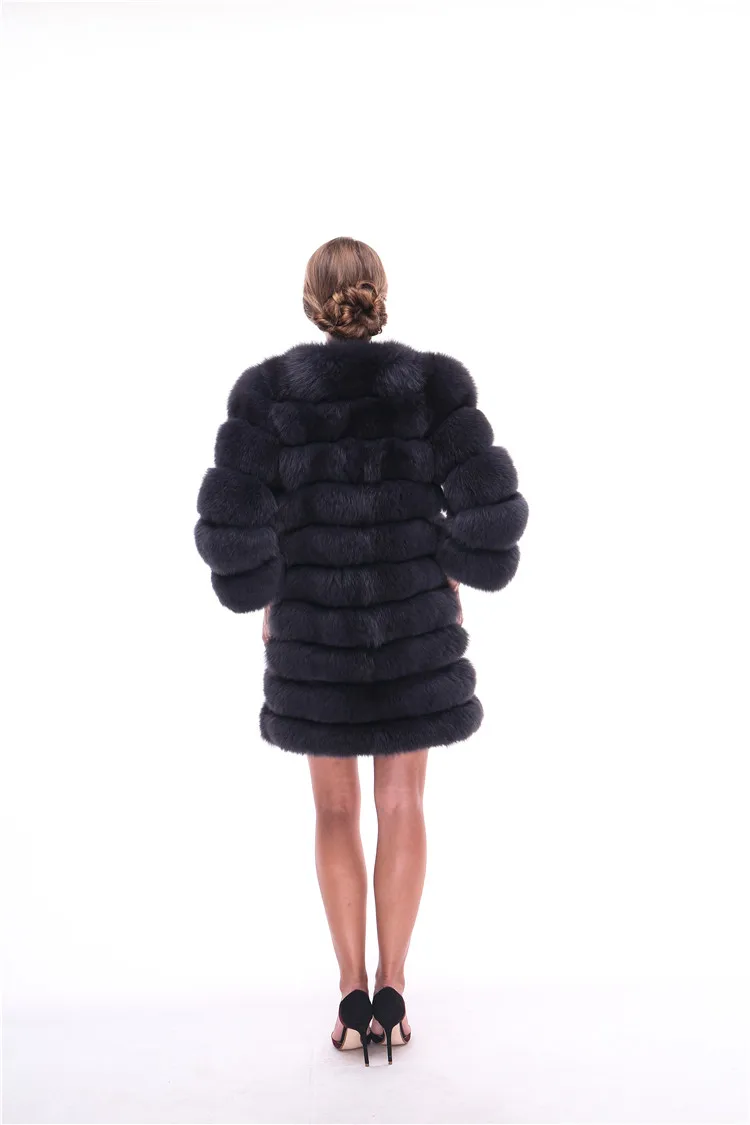 
Winter Casual Style Ladies Black or Silver Color Natural Real Fox Fur Coat 