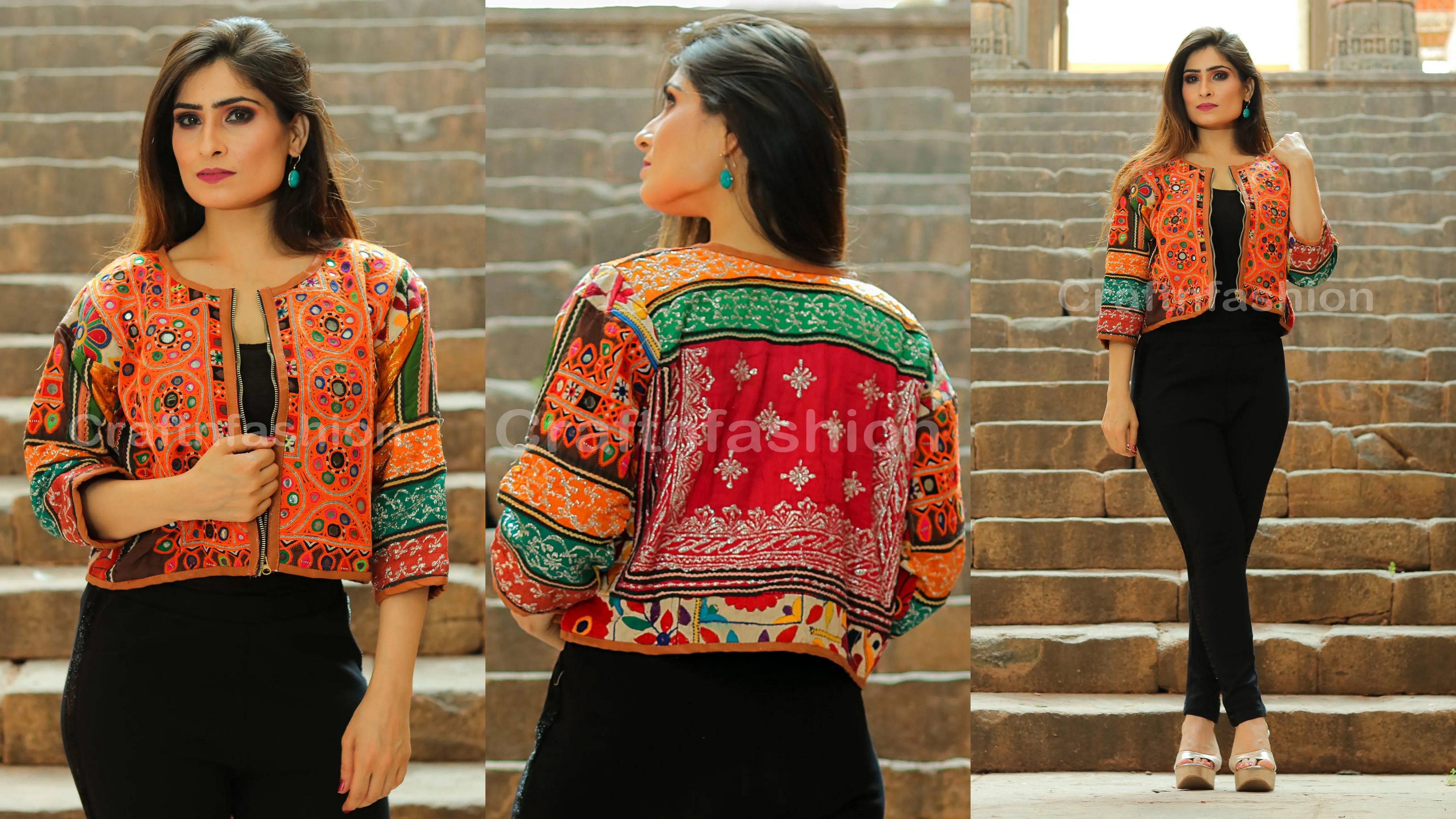 Designer Handmade embroidered jacket- Bohemian Mirror work hand embroidery Bomber jacket - Vintage patchwork Gypsy jacket coat