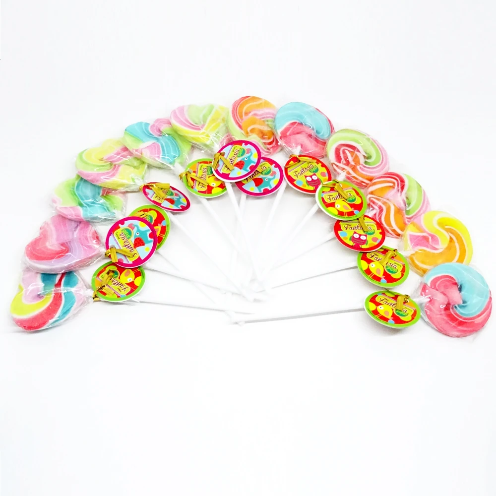 Fruit Fantasia Swirl Lollipop Hard Candy Rainbow Color 35g