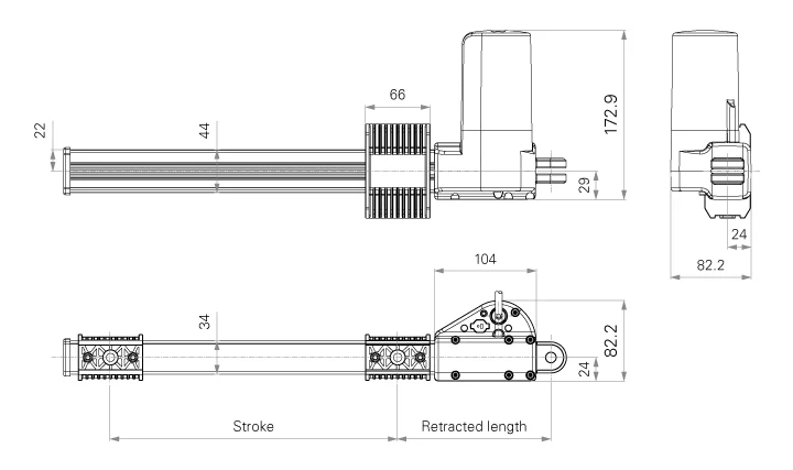TiMOTION TA5P 12V 24V 36V DC Seat Linear Actuator