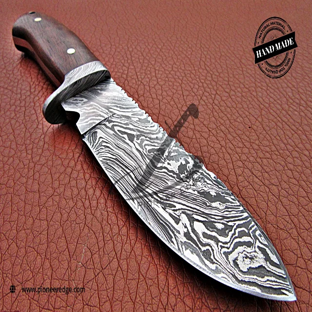  Охотничий нож ручной работы из дамасской стали 9 дюймов ручка ореховой древесины с защитой и кожаным футляром хорошего качества